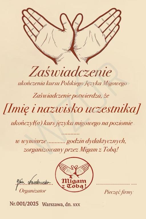 Przykładowy certyfikat